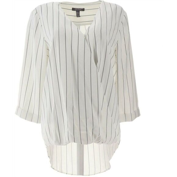 Lisa Rinna Collection Striped Cross Front Top - Picture 2 of 6